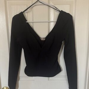 Free People Black V-Neck Blouse